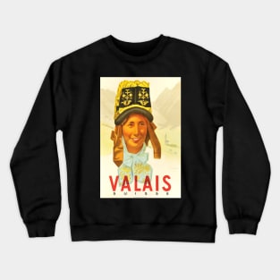 Valais, Switzerland, Ski Poster Crewneck Sweatshirt